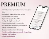 Telefon z wyświetloną stroną ślubną z informacjami o ceremonii i przyjęciu weselnym.