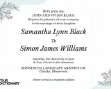 Oryginalne teksty na zaproszenia ślubne: Samantha i Simon pobierają się 13 czerwca w Minnesota Landscape Arboretum.