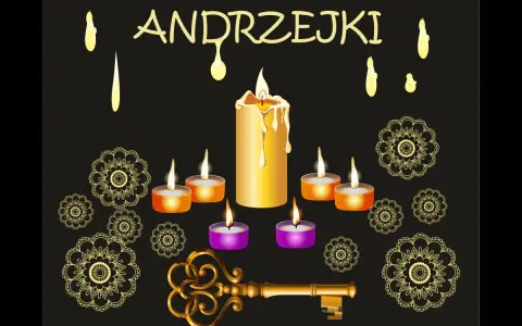 Andrzejkowe pomysły na wróżby: płonące świece, złoty klucz i ozdobne mandale.