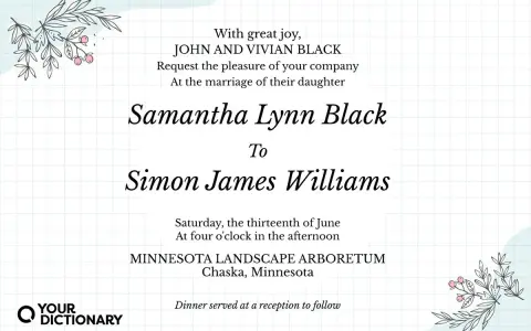 Oryginalne teksty na zaproszenia ślubne: Samantha i Simon pobierają się 13 czerwca w Minnesota Landscape Arboretum.