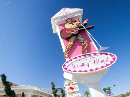 Słynny szyld kaplicy ślubnej w Las Vegas z Elvisem Presleyem. Idealne miejsce na szybki ślub!